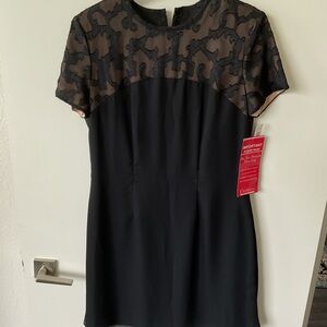 Impo Black Dress with Sheer Lace Detail